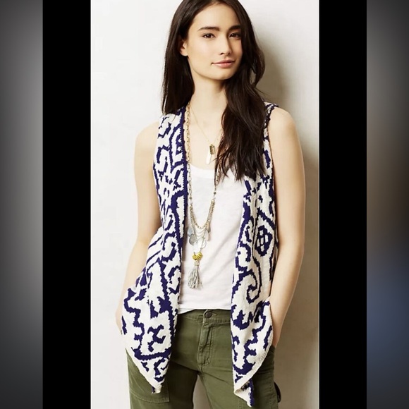 Anthropologie MOTH Boho Turson Netted Crochet Tassel Vest size M/L - Picture 1 of 11